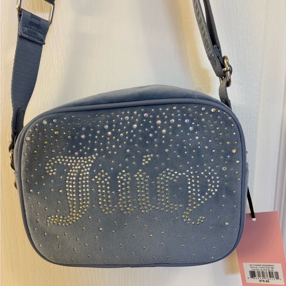 NWT Juicy Couture Slate Blue Studded Crossbody Handbag